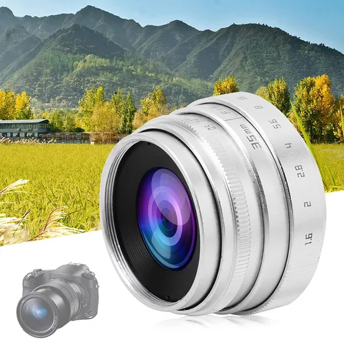 Miniatura 6 de Lente de cámara 1.378 in F1.6 CCTV C Mount enfoque manual Lente de apertura grande para lente M4/3 Fx Moun Arte y fotografía de belleza (plata)