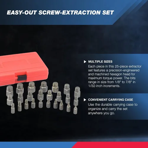 Miniatura 3 de NEIKO 04204A conjunto de extracción de tornillos y pernos con cabeza hexagonal y múltiples espárragos, extracción de tornillos fácil, removedor