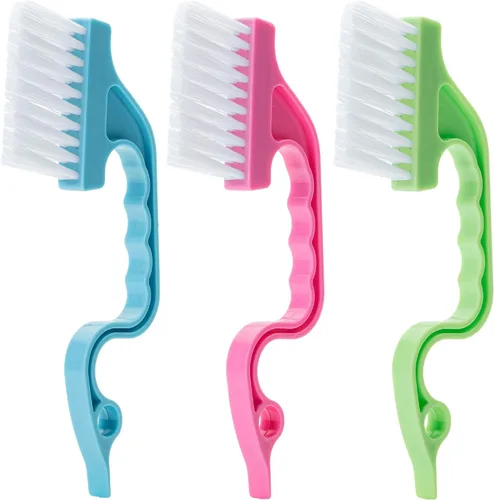 Miniatura 9 de Slick- Cepillo de limpieza de riel de ventana, paquete de 2, mango ergonómico naranja/verde, raspador integrado, multiusos, herramientas de limpieza