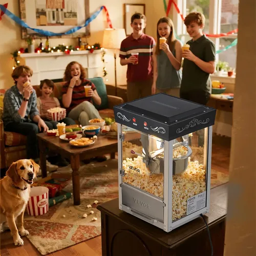 Miniatura 8 de VEVOR Máquina de palomitas de maíz, hervidor de acero inoxidable de 8 onzas, máquina comercial de palomitas de maíz de 800 W, 48 tazas por lote Negro