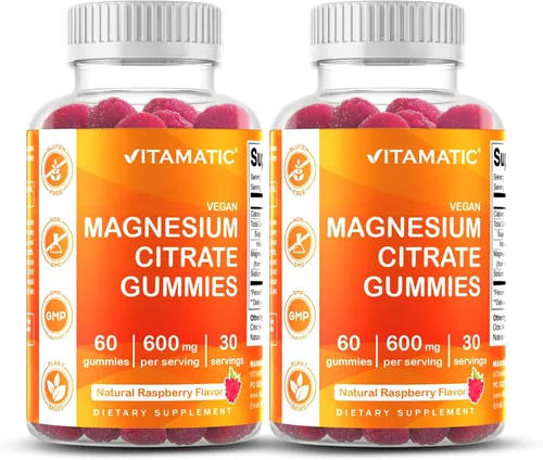 Miniatura 9 de Vitamatic Gomitas de magnesio 600 mg por porción – 60 gomitas veganas – Soporte para relajación, músculos, huesos y energía – Paquete de 3