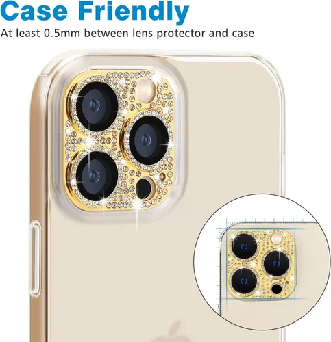Miniatura 67 de Protector de lente de cámara diseñado para iPhone 12 Pro Max, con diamantes de imitación 3D con diamantes de imitación 9H, vidrio templado, Rosado