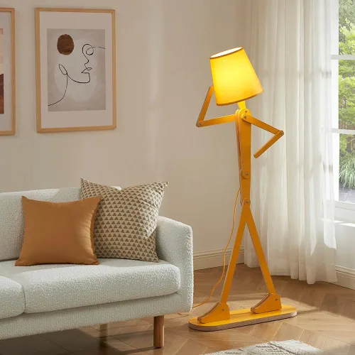 Miniatura 6 de Lámpara de pie mini de madera genial para sala de estar, dormitorio, mesita de noche - Luz decorativa de esquina para oficina, lámpara de lectura