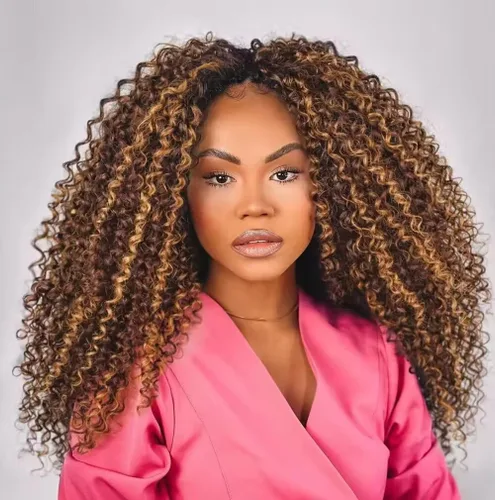Miniatura 6 de Pre Looped Crochet Human Hair #4/27 Highlight Color Pre-Separated Burmese Curly with Spiral End Human Crochet Hair Feather Crochet Hair Extensions