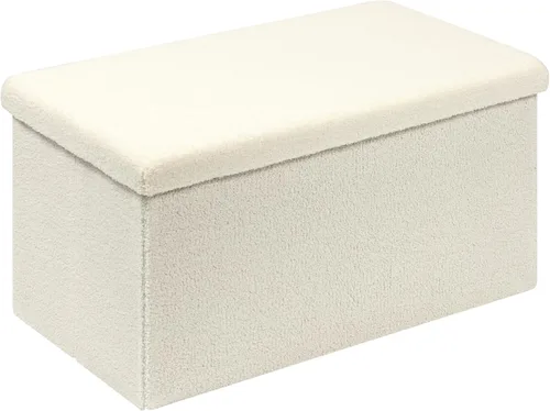 Miniatura 16 de PINPLUS Otomanas otomanas de almacenamiento con forma cuadrada con reposapiés de almacenamiento para sala de estar, asiento otomano Boucle para Negro