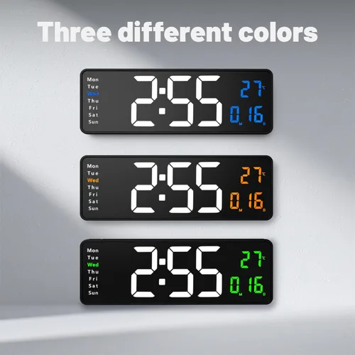 Miniatura 2 de Lgooiin Reloj de pared digital con pantalla grande, 16.2 pulgadas, reloj digital LED con control remoto para decoración de sala de estar, atenuador