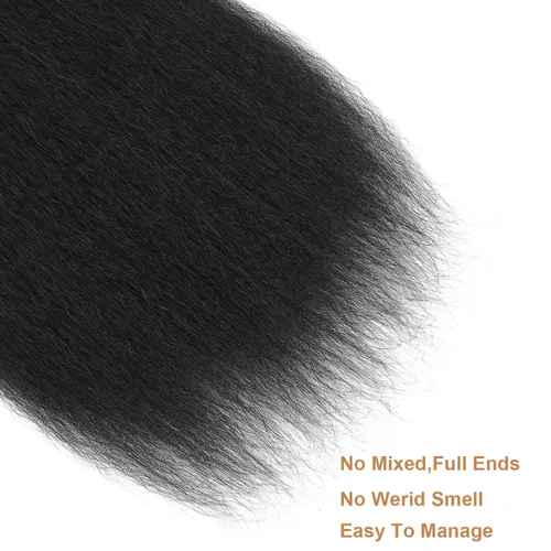 Miniatura 4 de Extensiones de cabello humano lacio tipo afro, 12 meses de vida útil de 10, 12 y 14 pulgadas, paquetes de cabello lacio brasileño Yaki 100% sin