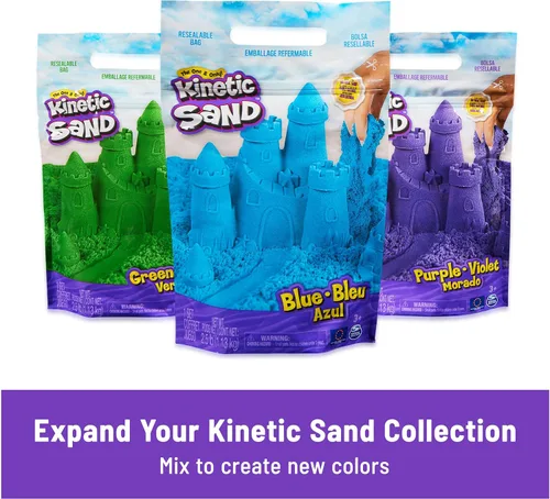 Miniatura 9 de Kinetic Sand, Ultimate Sandisfying Set con arena de juego de 2 libras (rosa, amarillo y verde azulado), 10 herramientas y moldes, juguetes