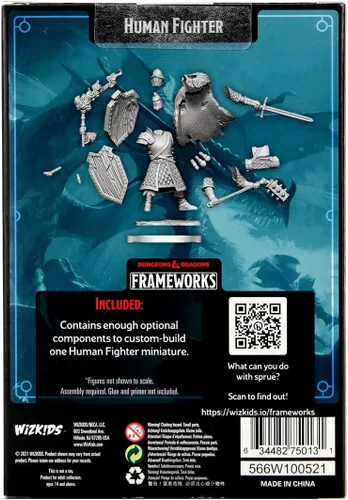 Miniatura 2 de WizKids D&D Frameworks: Human Fighter Male - Sin pintar y sin ensamblar