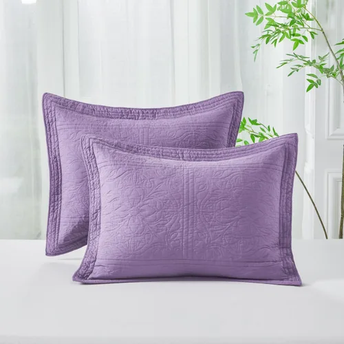 Miniatura 38 de WINLIFE Juego de 2 fundas de almohada acolchadas 100% algodón, estampado floral, tamaño King, color verde