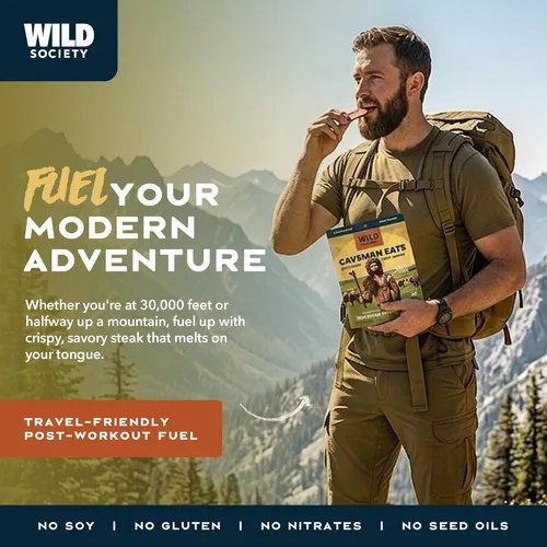 Miniatura 6 de WILD SOCIETY - Caveman Eats - Lonjas de Ribeye Alimentadas con Pasto - 95g de Proteína - Solo Ternera y Sal - 2 Ingredientes - Carne Seca de Res