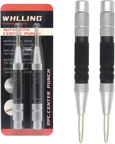 WHLLING Punzón automático central de 2 piezas, punzón central de agujero de resorte de acero endurecido de 6 pulgadas con tapa estriada ajustable
