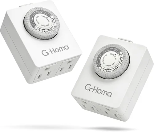 Miniatura 9 de G-Homa Temporizadores para Tomas Eléctricas, Temporizador Mecánico Enchufable para Interiores de 24 Horas, Intervalos de 30 Minutos, Ciclo Diario