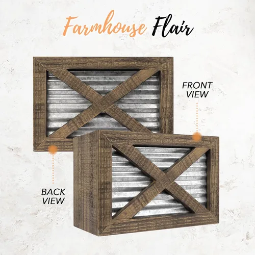 Miniatura 7 de Autumn Alley Soporte para utensilios de cocina de madera rústica para puerta de granero, detalles galvanizados, detalles de granja que añaden