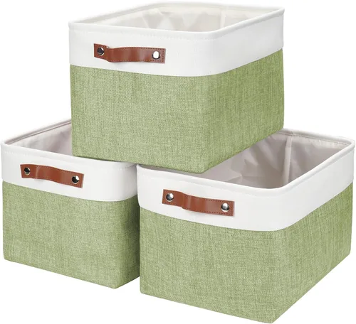 Miniatura 34 de Bagnizer 13x13 Cajas de almacenamiento cúbicas, caja de almacenamiento plegable de tela, paquete de 4 cestas de armario con asas para organizar
