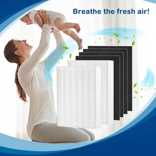 Miniatura 6 de Filtro HEPA Air108 de repuesto compatible con purificadores de aire Oreck AirInstinct 75, 100, 108, 150, 200, incluyendo 2 filtros HEPA Ture y 4