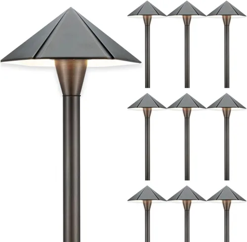 Miniatura 34 de Gardenreet Luces de camino de bajo voltaje de latón, luces LED de camino de paisaje, luces de patio al aire libre impermeables IP65, 12 V con cable