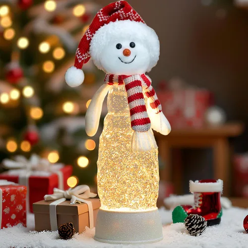 Miniatura 21 de Linterna de globo de nieve de Navidad, muñeco de nieve musical, árbol de Navidad, globo de nieve iluminado con temporizador USB/batería operada