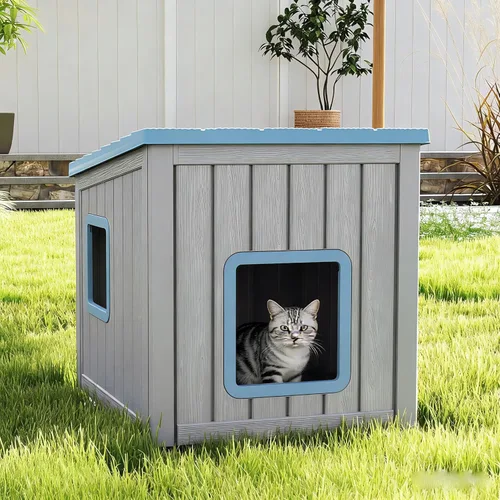 Miniatura 18 de Casa para gatos al aire libre, resistente a la intemperie, con garra, para gatos interiores y exteriores, resistente a la intemperie, material Café