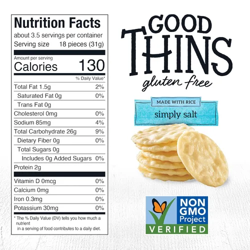 Miniatura 2 de Good Thins Galletas de arroz simplemente saladas sin gluten, 3.5 onzas (Paquete de 3)