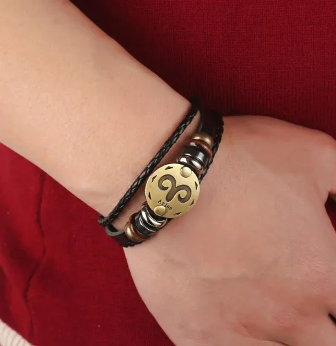 Miniatura 6 de Hamoery Pulsera de cuero de aleación punk para Constellation trenzada pulsera pulsera brazalete