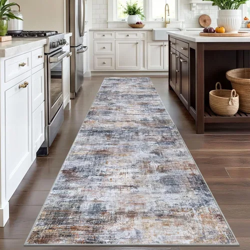 Miniatura 1231 de IOHOUZE Alfombra abstracta lavable de 3 x 12 pies para pasillos, antideslizante para cocina, camino de entrada de lana sintética para interiores