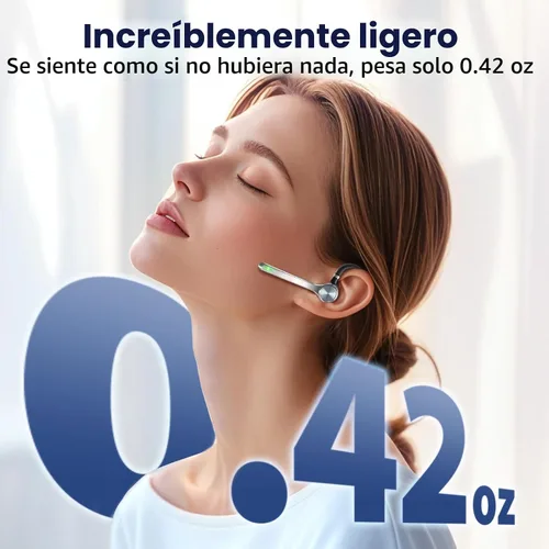 Miniatura 2 de Ngsod Auriculares Bluetooth, auricular inalámbrico con micrófono de cancelación de ruido mejorado, funda de carga de 500 mAh compatible con tiempo