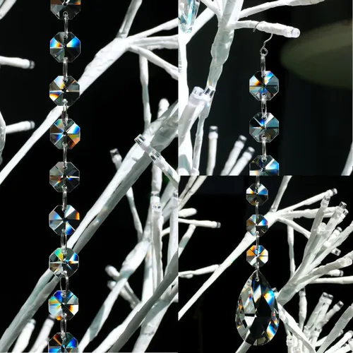 Miniatura 5 de Guirnalda de cristales de lágrima de 1 pie, 10 unidades, lámpara de araña colgante, cadena de cuentas de prisma para boda, decoración del hogar