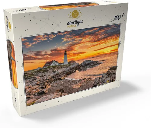 Miniatura 2 de MyPuzzle Portland Lighthouse At Sunrise in New England Maine USA - Rompecabezas prémium de 100 piezas para adultos