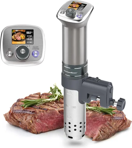 Olla de cocción lenta Sous Vide ultrasilenciosa: KitchenBoss G320 - Olla de cocción lenta impermeable IPX7, motor CC, sin escobillas, 1100 W, G320