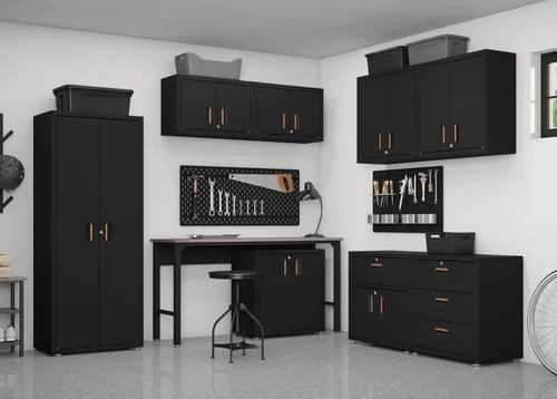 Miniatura 7 de para el hogar, gabinete de pared de acero listo para armar con dos puertas (negro)