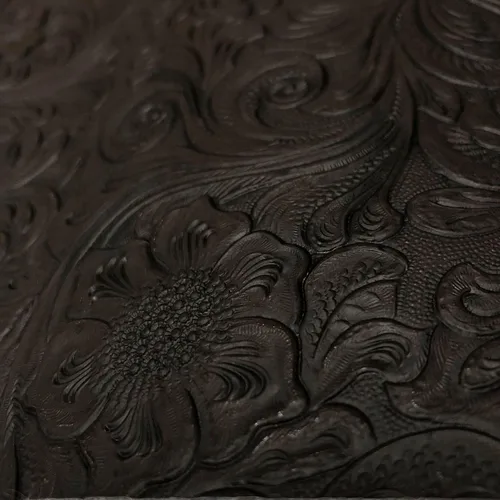 Miniatura 4 de The Yard - Tela de cuero sintético de vaquero occidental, vinilo en relieve, manualidades y tapicería de cuero sintético, 54 pulgadas (negro)