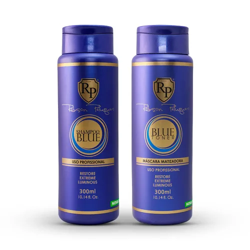 Robson Peluquero Kit de tonificación azul, brillo de tóner para el cabello + champú, platino helado, ceniza y rubio plateado para cabello cobrizo,