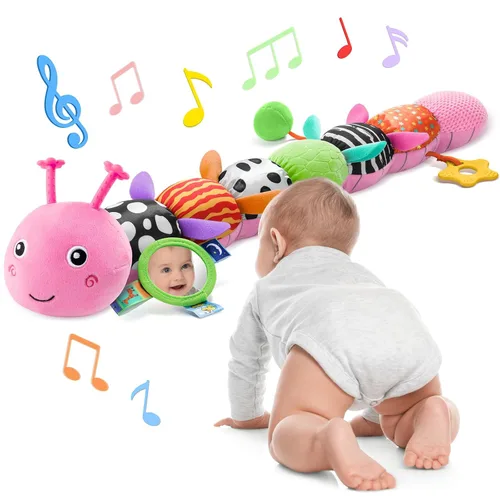 Miniatura 9 de AWOTOY Juguetes para Bebés de 6-12 Meses Oruga Musical Juguetes para Bebés Animales de Peluche 0-3-6 Meses Tiempo Boca Abajo Juguetes Sensoriales