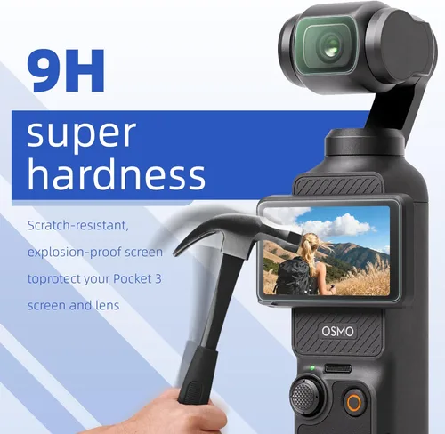 Miniatura 4 de DJI Osmo Pocket 4/Pocket 3 - Protector de pantalla, resistente a los arañazos, película LCD de vidrio templado Ultra-HD y protector de lente