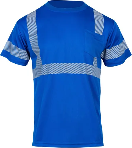 Miniatura 2 de FONIRRA Hi Vis - Camisetas de seguridad con bolsillo para hombre, manga larga, reflectante, ANSI Clase 2, para trabajo