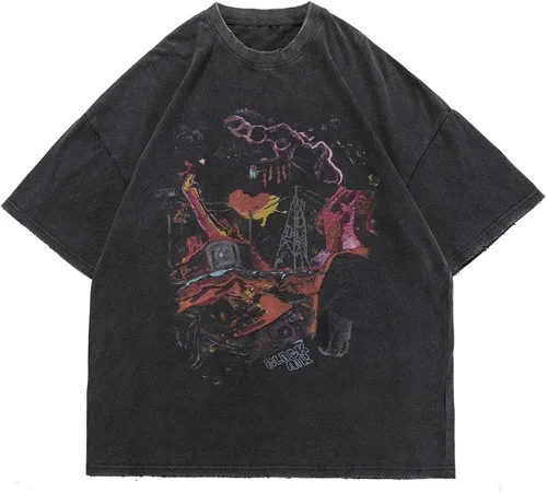 Camiseta Harajuku con gráfico vintage, holgada, de manga corta, casual, camiseta estética, camiseta