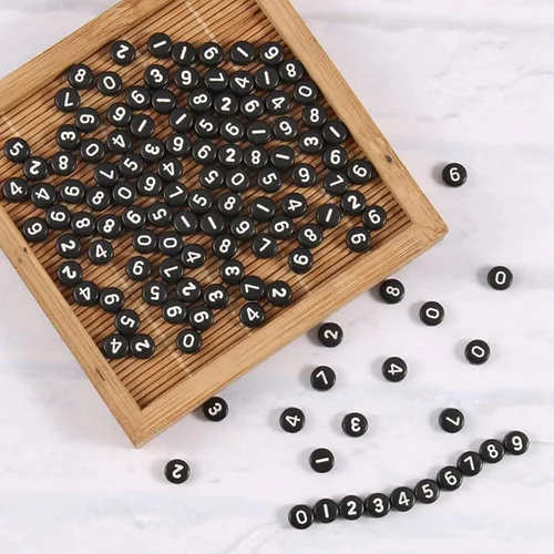 Miniatura 4 de Cuentas de números de acrílico para hacer joyas, pulseras numeradas, dijes de 0.16 x 0.27 pulgadas (0.157 x 0.276 in), monedas de disco redondas