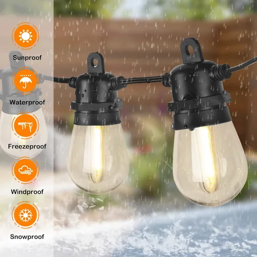 Miniatura 2 de DGE - Cadena de luces LED exteriores, impermeable e inastillable IP65, adorno de patios, jardines, glorietas, porches, luz blanca tenue