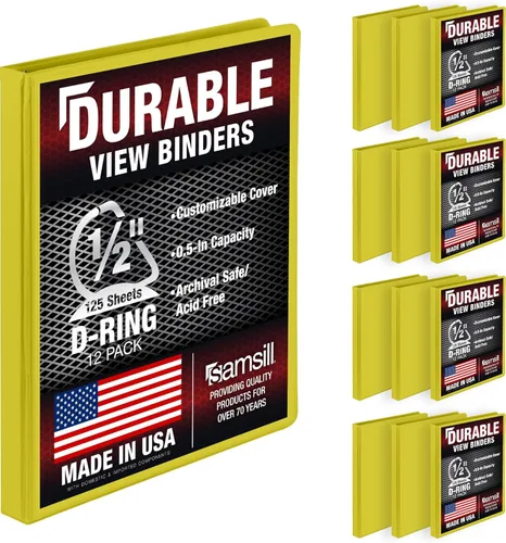 Miniatura 11 de Samsill Carpeta duradera de 1.5 pulgadas, fabricada en los Estados Unidos, carpeta de anillos en D, carpeta transparente personalizable, color rojo