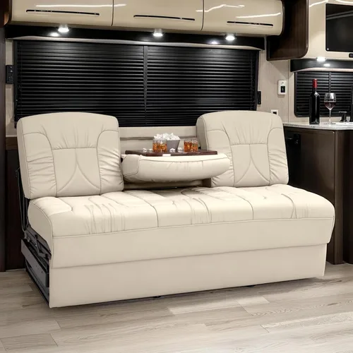 De Leon - Sofá cama consola para caravana, 66 pulgadas de ancho, cuero definitivo, color bisque