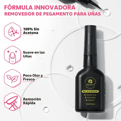 Miniatura 3 de UNA GELLA Removedor de pegamento para uñas postizas 15ml Stick mejorado y removedor 2 en 1 para puntas de uñas postizas de acrílico, removedor