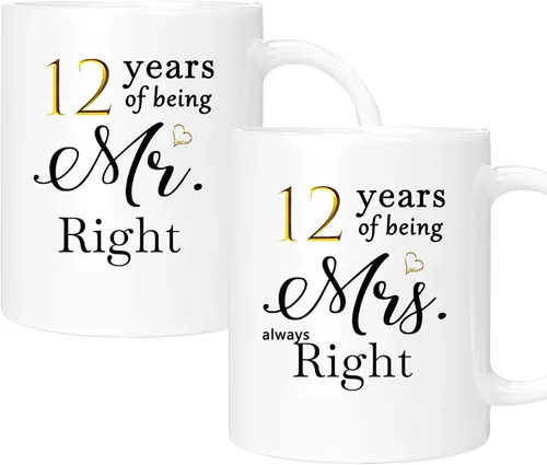 Miniatura 19 de Juego de 2 tazas de café para el 37 aniversario, regalos de boda para parejas, padres, abuelos, hombres, mujeres, marido, esposa, él, ella, caja