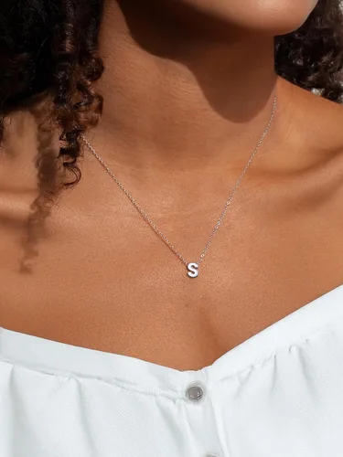 Miniatura 2 de ChicSilver - Collar de plata de ley 925 con inicial para mujeres y niñas, joyería de letras delicadas, para regalo personalizado (con caja de regalo)