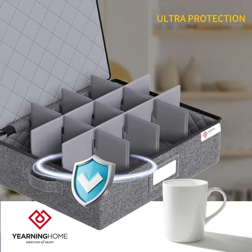 Miniatura 4 de Contenedores de almacenamiento de porcelana Caja de carcasa dura para trasladar platos, vasos y copas, vajilla, tazas, platillos Organizador