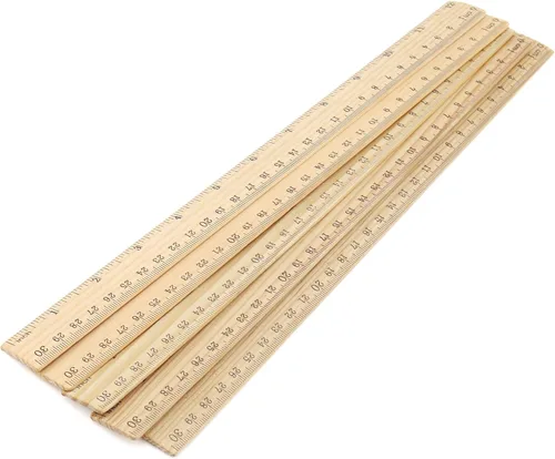 Miniatura 5 de MUKCHAP Paquete de 144 reglas de madera, rectas de 12 pulgadas, madera métrica de 11.8 in con centímetros y pulgadas para medir, oficina, 2 escalas