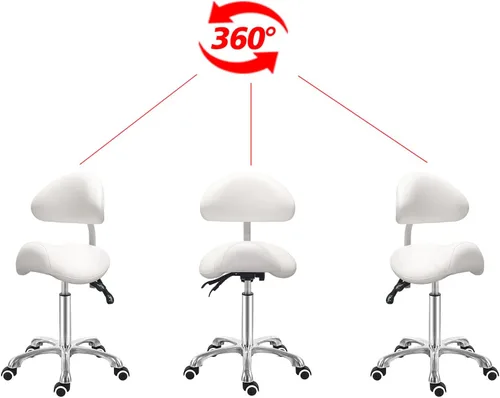 Miniatura 4 de Antlu Silla de Sillín con Respaldo Ergonómica Giratoria Asiento de Esteticista para Salón, Tienda de Tatuajes, Spa, Clínica Dental