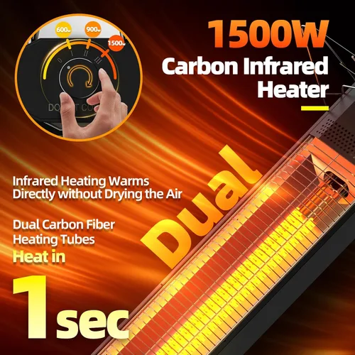 Miniatura 2 de Calentadores de patio para uso al aire libre, Haimmy Calentador eléctrico de infrarrojos de 34 pulgadas de 1500 W para interiores y exteriores con 3