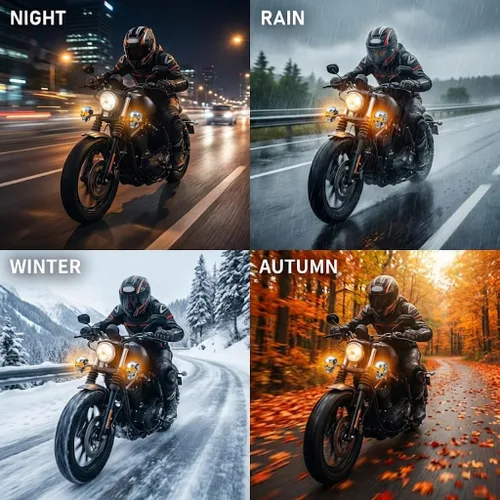 Miniatura 7 de Luz indicadora de giro LED para motocicleta, cabeza de cráneo con tornillo de 10 mm, color ámbar (negra)