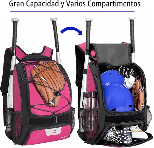 Miniatura 3 de DAFISKY, Mochila para Bolsón de Béisbol y Sóftbol - Mochila para Equipo de Bate de Béisbol, Sóftbol y Bola T para Jóvenes y Adultos con Soportes Rosa